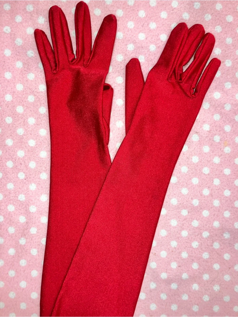Red Long Evening Gloves - Women OS